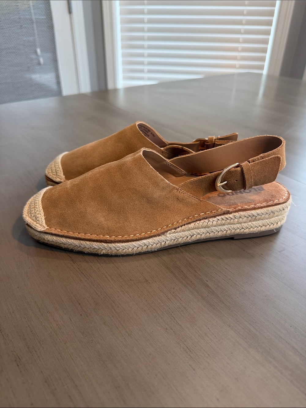Blondo Tan Suede Espadrille Slingback Wedge
